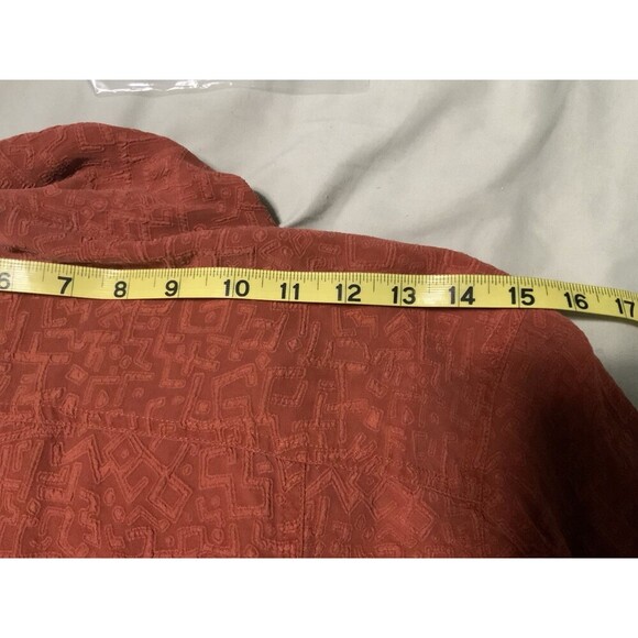 Chicos Women’s 0 US S 100% Silk Top Rust Geometric Long Sleeve Blouse - Picture 5 of 10